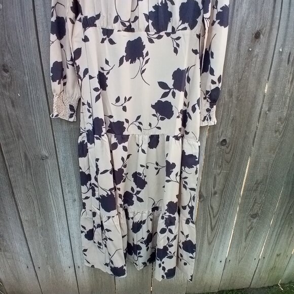 KARMI LABEL Dress Womens Size S Tan Black Floral Print Halter Tie Waist New - Picture 6 of 12